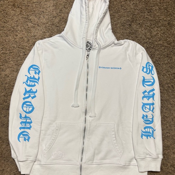 Chrome Hearts White and Blue Zip Up Sweater - Picture 1 of 5